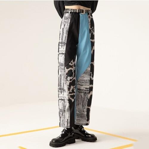 LANMREM 2021 Printed High Waist Straight Jeans Autumn and Autumn Full Length Street Wear Girls Pants WO18302M