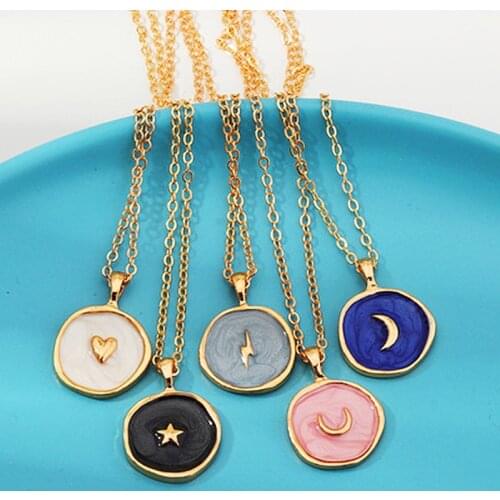 Moon Star Lightning Pendant Necklace for Women Engagement Party Jewelry Chains Necklace Korean Fashion Choker Gifts