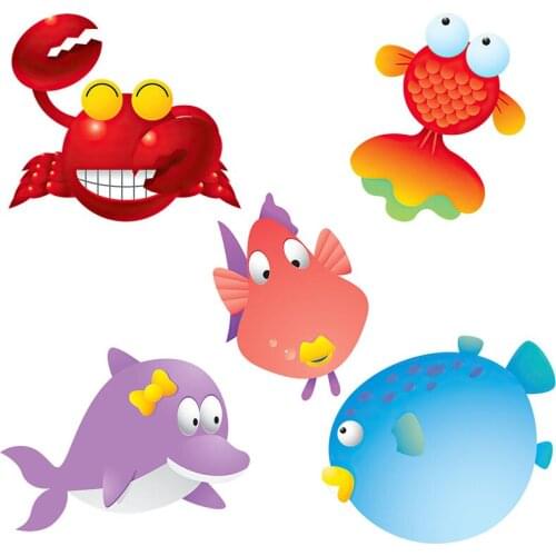 Three Ratels QMH47 Cute marine creatures childrens bedroom DIY sticker marine world Decal