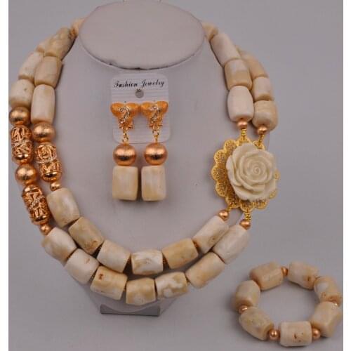 Fashion Necklace White African Coral Beads Nigerian Wedding Coral Jewelry Set Bridal Jewelry Sets 314-B3