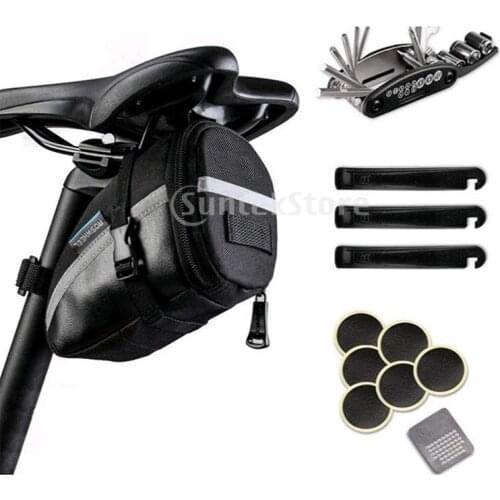 16-in-1 Bike Repair Tool Kits Strap-On Bicycle Saddle Bag Tyre Tools Set Bicycle Accessories