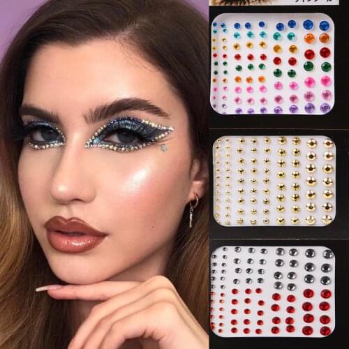 6 Color Disposable Tattoo Stickers Color Crystal Diamond DIY Eyes Face Body Waterproof Makeup Stickers Makeup Tools Face Jewelry