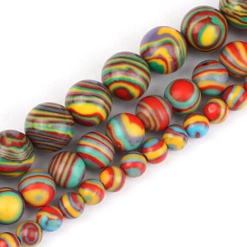 Wholesale 4 6 8MM Rainbow Malaquita Stone Light Color Stripe Round Loose Beads for DIYJewelry Bracelet Necklace Making Accessor