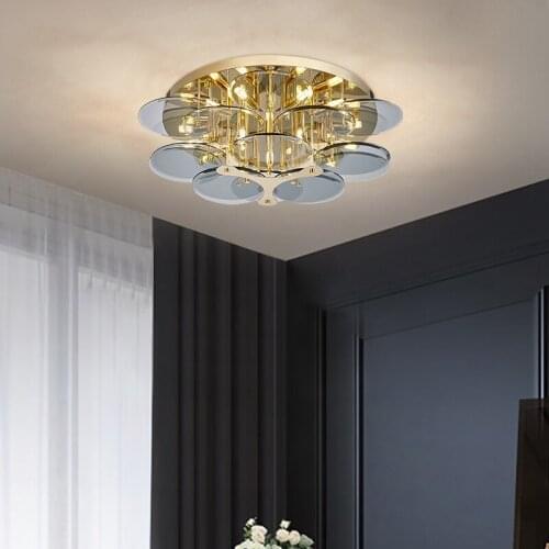 Light luxury simple stainless steel living room ceiling lamp post modern bedroom study aisle staircase creative lamps