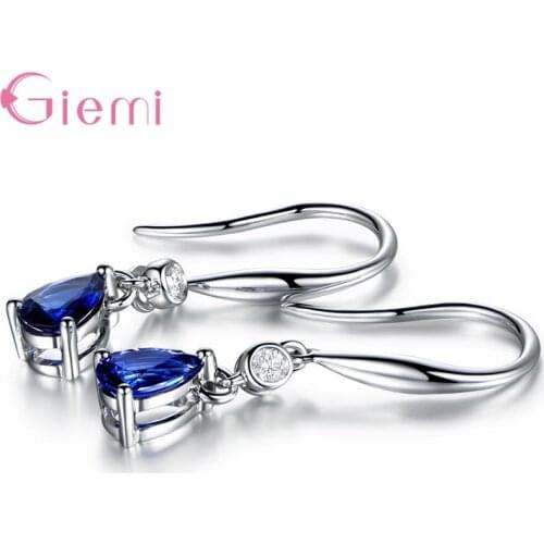 Korean Style Water Drop Earrings for Women 925 Sterling Silver Tear Drop Austrian Crystal Pendientes Mujer Moda Jewelry