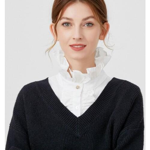Sitonjwly 2021 Ruffles Stand Detachable Shirt Collar Fashion Lace Fake Collar Detachable Collar Blouse Collar Accessories