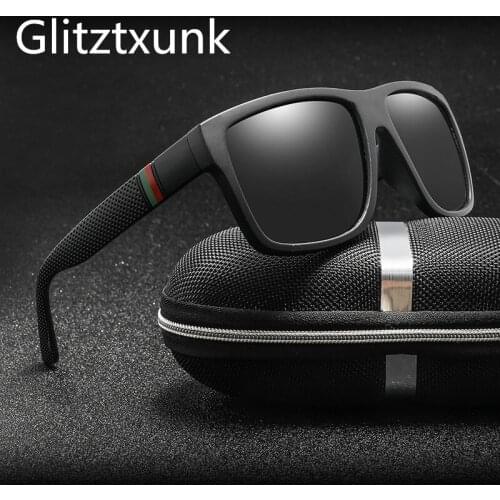 Glitztxunk Polarized Sunglasses Men Women Classic Square Brand Designer Vintage Driving Goggle Mirror For men Sun Glasses UV400