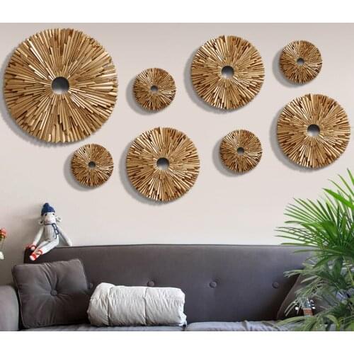 Modern Creative Luxury Wall Hanging Resin Round Decoration Crafts Home Wall TV background Wall Stereo 3D Pendant Murals Ornament
