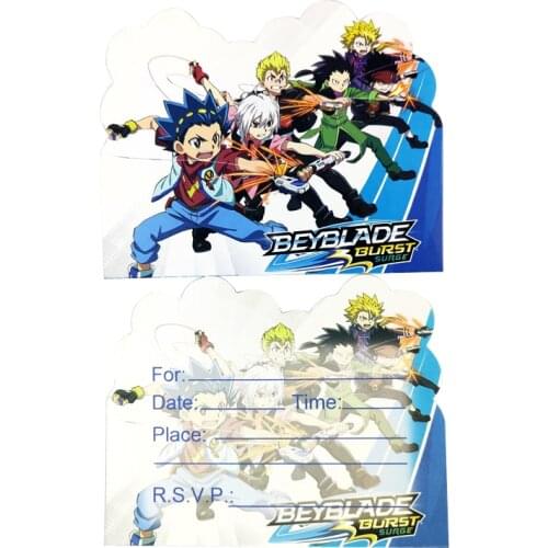 Beyblade Burst Theme Invitation Cards Baby Shower Events Party Decorations Boys Kids Favors Birthday Party Supplies 10pcs/pack