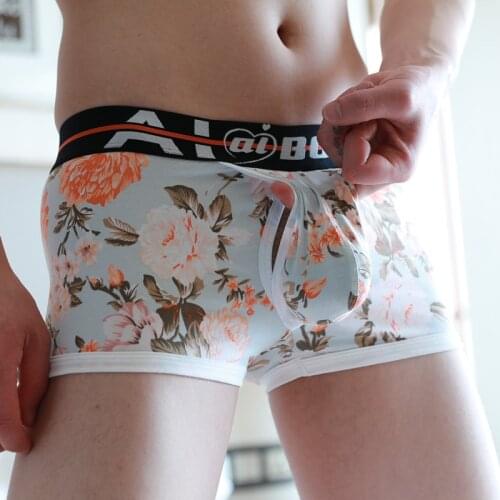Aibc Men s Underwear Low waist Boxers shorts Pants Cotton Separate Open Warehouse Thin Printing boxers