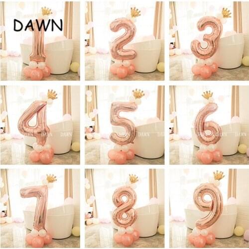 17PCS Blue Pink Number Balloon Happy Birthday Balloon Birthday Party Decoration Figures Kids Boy Girl Party Foil latex Ballon