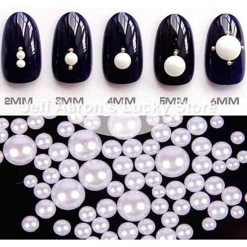 High Quality White 3D Nail Art Glitter Rhinestone Pearl For Nail Tips Decoration Tools 2mm 3mmm 4mm 5mm 6mm available