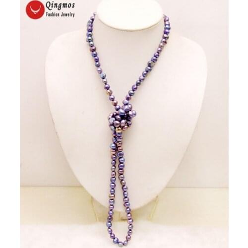 Qingos Trendy 40" Natural Pearl Necklace for Women with 8-9mm Black Baroque Freshwater Pearl Long Necklace Fine Jewelry-nec6156