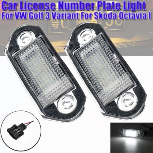 1 Pair LED Car License Number Plate Light Lamp Bulbs Auto Illumination Licence Plate Parts For VW Golf MK3 For Skoda Octavia I