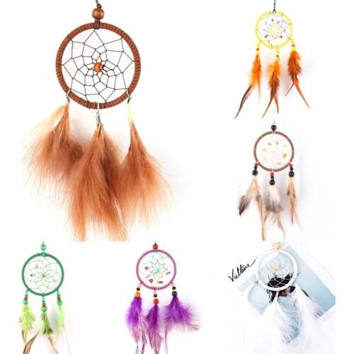 1Pc Bohemia Dreamcatcher Colourful Feathers Keychain Boho Style Dream Catcher Women Purse Handbag Hangle Car Jewelry E2622-E2628