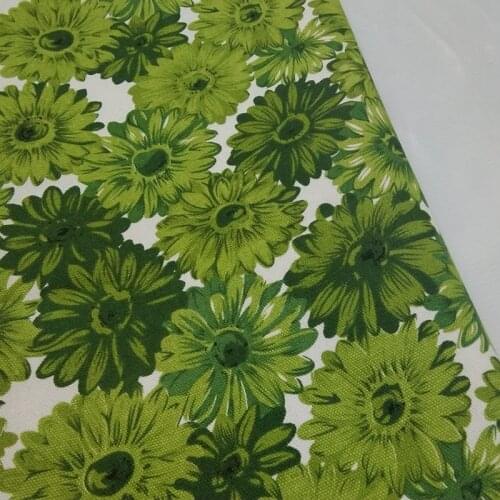 100% Cotton viaPhil Thick & Tough Green Flowers Printed Cotton Canvas Fabric Animal Fabric Party Home Decor