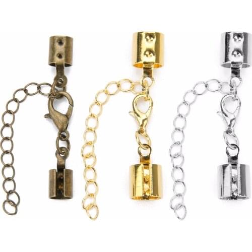 20set/lot 3/4/5/6/8mm Round Leather Cord End Fastener Clasps for Bracelets Copper Lobster Clasps Connectors DIY Jewelry