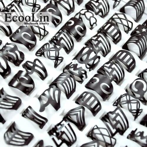 20Pcs Vintage Matte Black Alloy Ring Gypsy Adjustable Finger Tattoo Rings Lots For Women Female Jewelry Wholesale LR4040