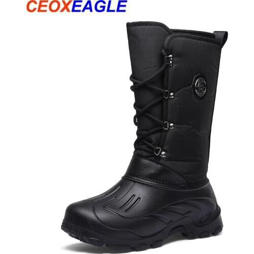 2020 Men Boots Waterproof Warm Fur Winter Men Snow Boots Outdoor Comfort Casual Camouflage Work Fishing Boot Mid-Calf Footwear46