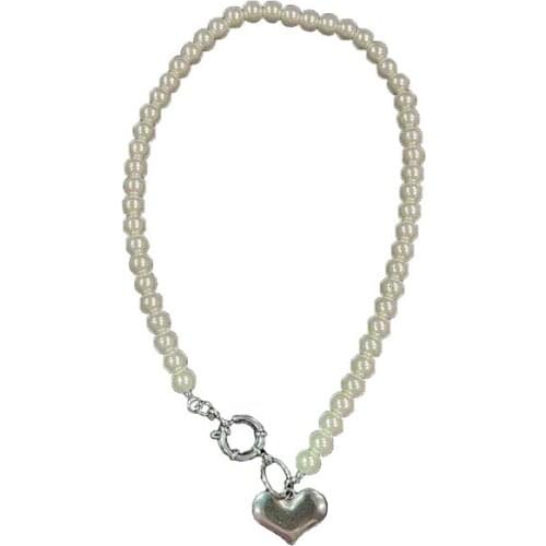 2021 Love Pendant Pearl Necklace Retro Niche Light Luxury Female INS Style Trendy Cool European and American Jewelry Accessories