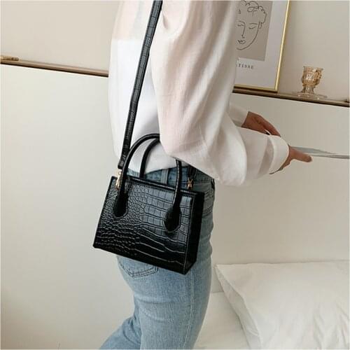 2021 Fashion Trend Women Small Crossbody Bag Faux Leather Shoulder Handbag Classic Crocodile Stone Pattern Zipper Solid Purse