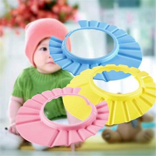 3 Colors Fashion Soft Kids Shampoo Bath Shower Cap Baby Wash Hair Shield +B