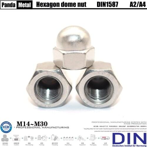 304/316 stainless steel dome nut German DIN1587 decorative nut, acorn semicircular hexagon nut, size A2A4 M14M16M20M22M24M27M30