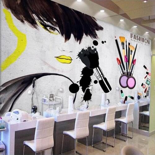 Custom 3D Photo Wallpaper Cement Wall Fashion Hand Painted Cosmetic Beauty Shop Decoration Wall Painting Mural Papel De Parede