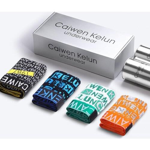 4 Pcs Gift Mens Underwear Boxers Sexy Fashion Printed Boxer Shorts Men Underpants Ice Silk Ultra-thin Breathable Male Panties