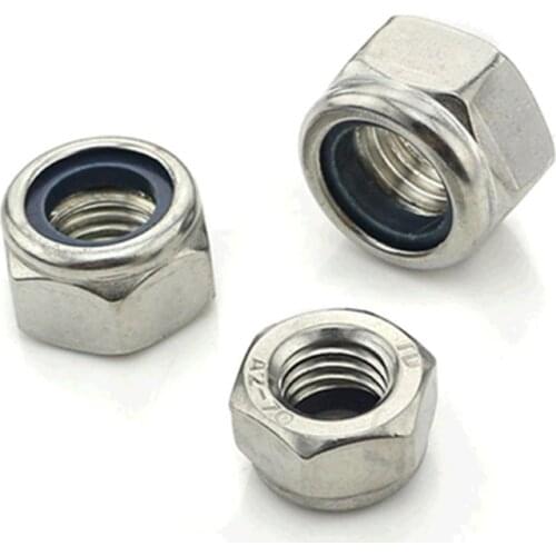 50pcs/lot DIN985 Stainless steel hex nylon lock nut insert locking nuts M2 M2.5 M3 M4 M5 M6