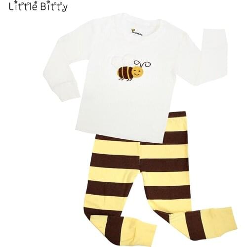 Brand New Summer Baby Girls Pajamas Sets Children 2pc Long Sleeve Bee Animal Pyjamas Kids Clothes Pijamas Kids Boys Pajamas