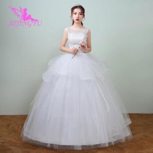 AIJINGYU 2021 sweet Customized new hot selling cheap ball gown lace up back formal bride dresses wedding dress WK317