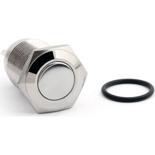 Areyourshop 4PCs 16mm 3 Pin Metal Latching Push Button Switch Flat Round For Car/Boat Brass Nickel-plated High Quality Switches