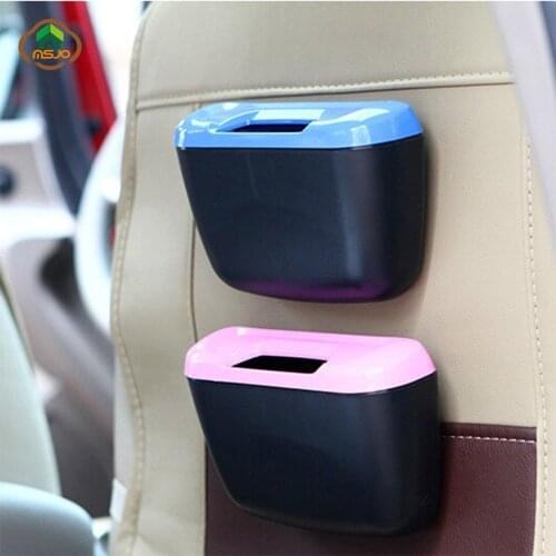 MSJO Car Trash Can Garbage Mini Hanging Bucket Trash Bins Organizer Room Auto Door Seat Back Paper Dustbin Waste Car Accessories