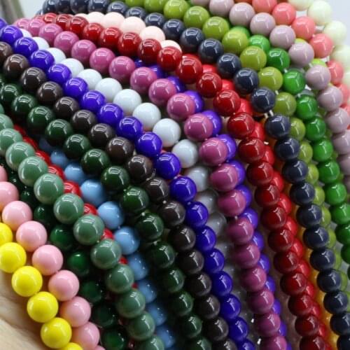 Charms candy color Glass synthetic Pearl Beads round 3-14mm loose beads women handmade diy necklace/bracelet accessories 38CM R1