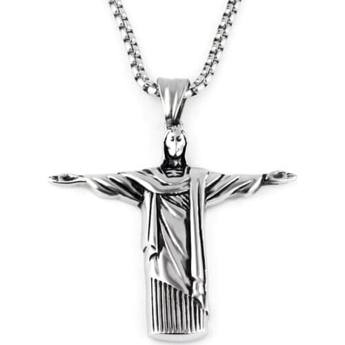 10Pcs Christian Crucifix Jesus Necklace Rio De Janeiro Praying Cross Pendant Religious Jewelry C-23