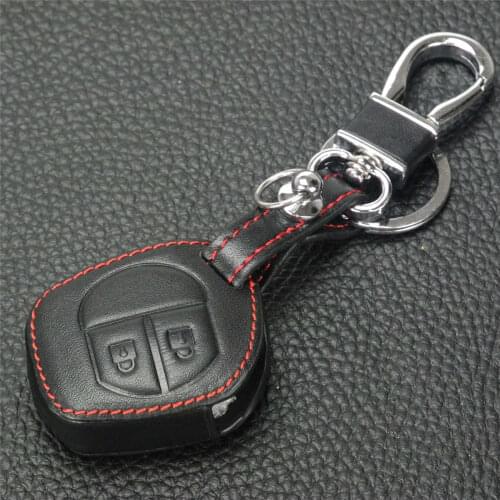 Kutery 2 Buttons Remote Leather Key Case For Suzuki SX4 Swift Grand Vitara Liana Keychain Car Accessories