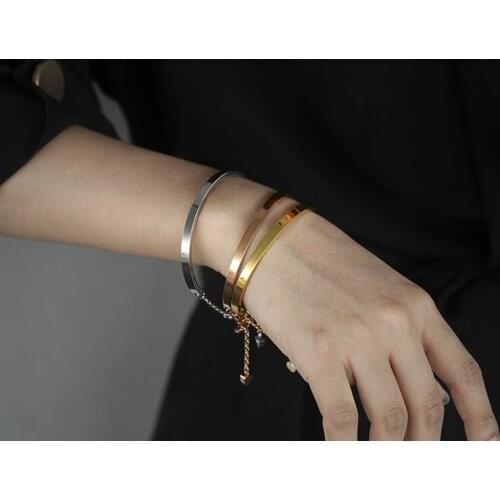 Davieslee Heart Charm Womens Bracelet Chain Cuff Bangle Stainless Steel Rose Gold Silver Color DKGM01