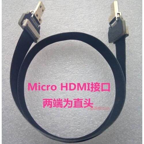Micro HDMI cable double straight head HD flexible flat cable 70/50/30/20cm aerial photography thin and light FPC
