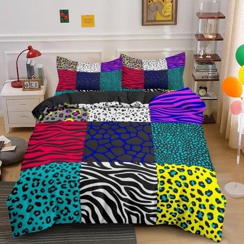 Colorful Leopard Print Bedding Set Queen Nordic Double Duvet Cover Pillowcase 2/3pcs Quilt Bedclothes