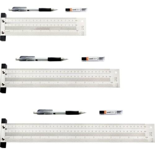 13MA High-precision Hole Scale Ruler T-Rule T Square mm/in Fine Woodworking Scribe Mark Line Tool 200/300/400mm 8/12/16inch