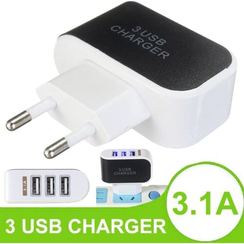 MAYITR 1pc High Quality 3 USB Power Supply Adapter Portable Lightweight Quick Wall Charger For Universal Mobile Phone PC