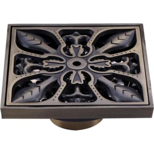 Copper Antique Deodorant Floor Drain Strainers, Shower Room/Balcony Engineering Floor Drains Filter Covers Bronze