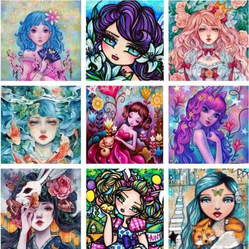Full AB Diamond Painting Kit Illustrator girl 5D DIY Mosaic Picture Crafts Art Hobby Diamond Embroidery Cross Stitch Home Decor