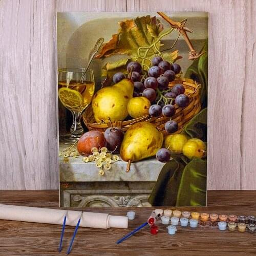 Fruit Landscape Coloring By Numbers Painting Complete Kit Acrylic Paints 40*50 Canvas Painting New Design For Handiwork
