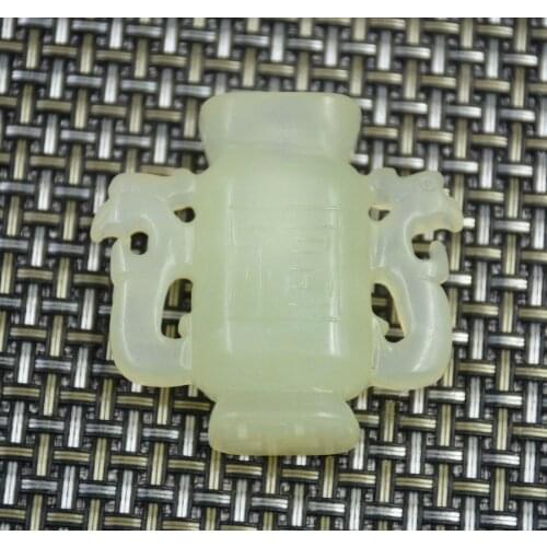 Jade Articles Pure Natural Jade Carving Small Vase Fushou Flower Vase Snuff Bottle Pendant Fengshui Statue