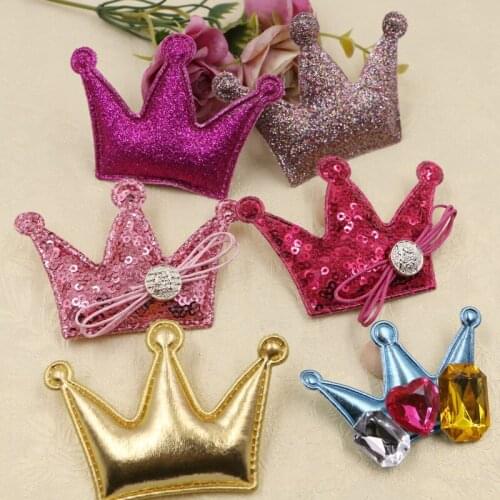 Newset 30pcs/Lot Glitter Bling Crystal Rhinestone Paved Fashoin Crown Patch Sticker Girl Hair Jewelry DIY Garment Ornament Decor