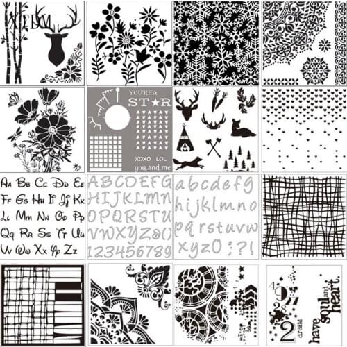 16pcs Love Photo Frame plastic mold shield DIY cake scrapbook stencils hollow Embellishments printing lace ruler Valentines Day