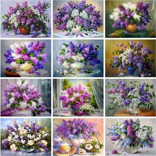 Full Square/Round Diamond Painting Flower 5D DIY Diamond Embroidery Lilac Cross Stitch Mosaic Rhinestones Picture Home Decor