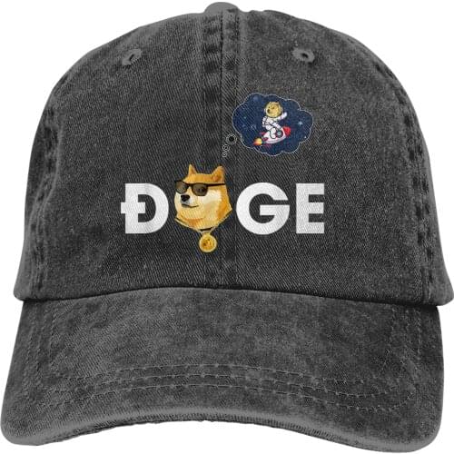 Adjustable Solid Color Baseball Cap Hold To The Moon Funny Crypto Currency Washed Cotton Dogecoin Digital Currency Woman Hat